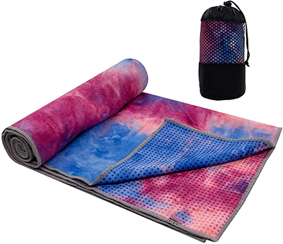 Yoga Towel,Hot Yoga Mat Towel - Sweat Absorbent Non-Slip Printed Yoga Towel  with Grip Dots for Hot Yoga, Pilates and Workout